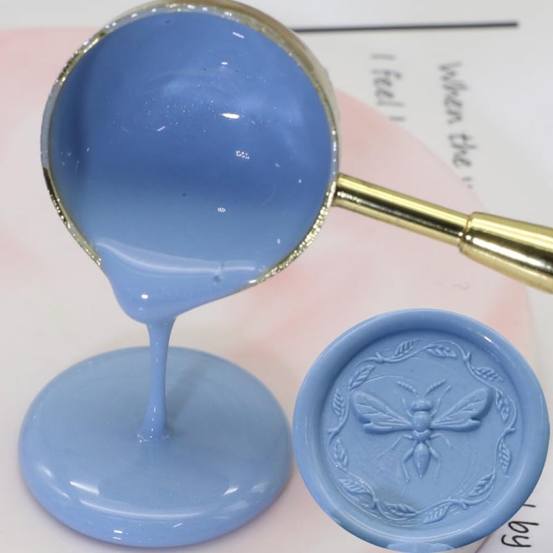Atopbb 300 Pcs Wax Seal Beads, Sealing Wax Beads, Refilling Octagon Wax Sealing Beads for Wax Stamp Sealing, Perfect for Wedding Invitations, Christmas Cards, Envelopes, Letter Sealing (Dust blue) - Image 2